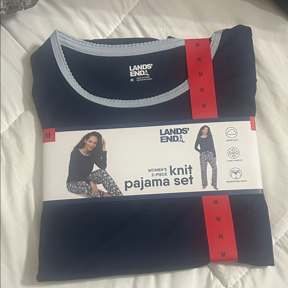 Lands' End Women's Navy Knit Pajama Set